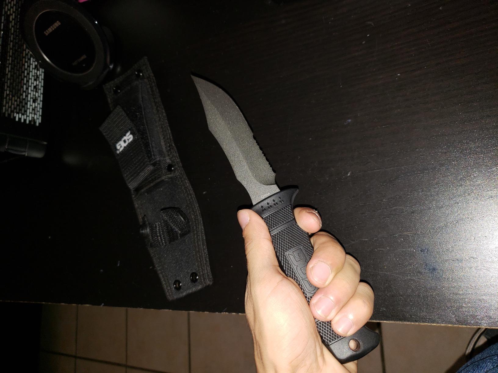 SOG Fixed Blade Knives with Sheath - SEAL Pup Tactical Knife, Survival Knife and Hunting Knife w/ 4.75 Inch Blade and Knife Sheath customer photo 2