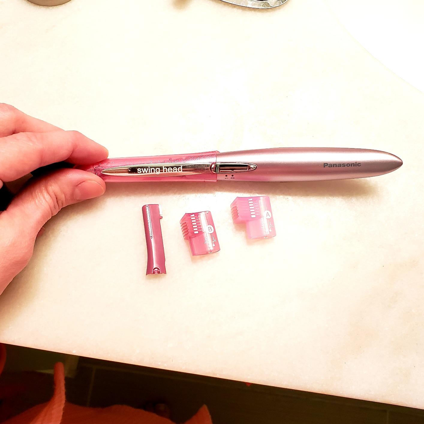 Panasonic Women's Facial Hair Remover and Eyebrow Trimmer with Pivoting Head, Includes 2 Gentle Blades for Brow and Face and 2 Eyebrow Trim Attachments, Battery-Operated - ES2113PC customer photo 1