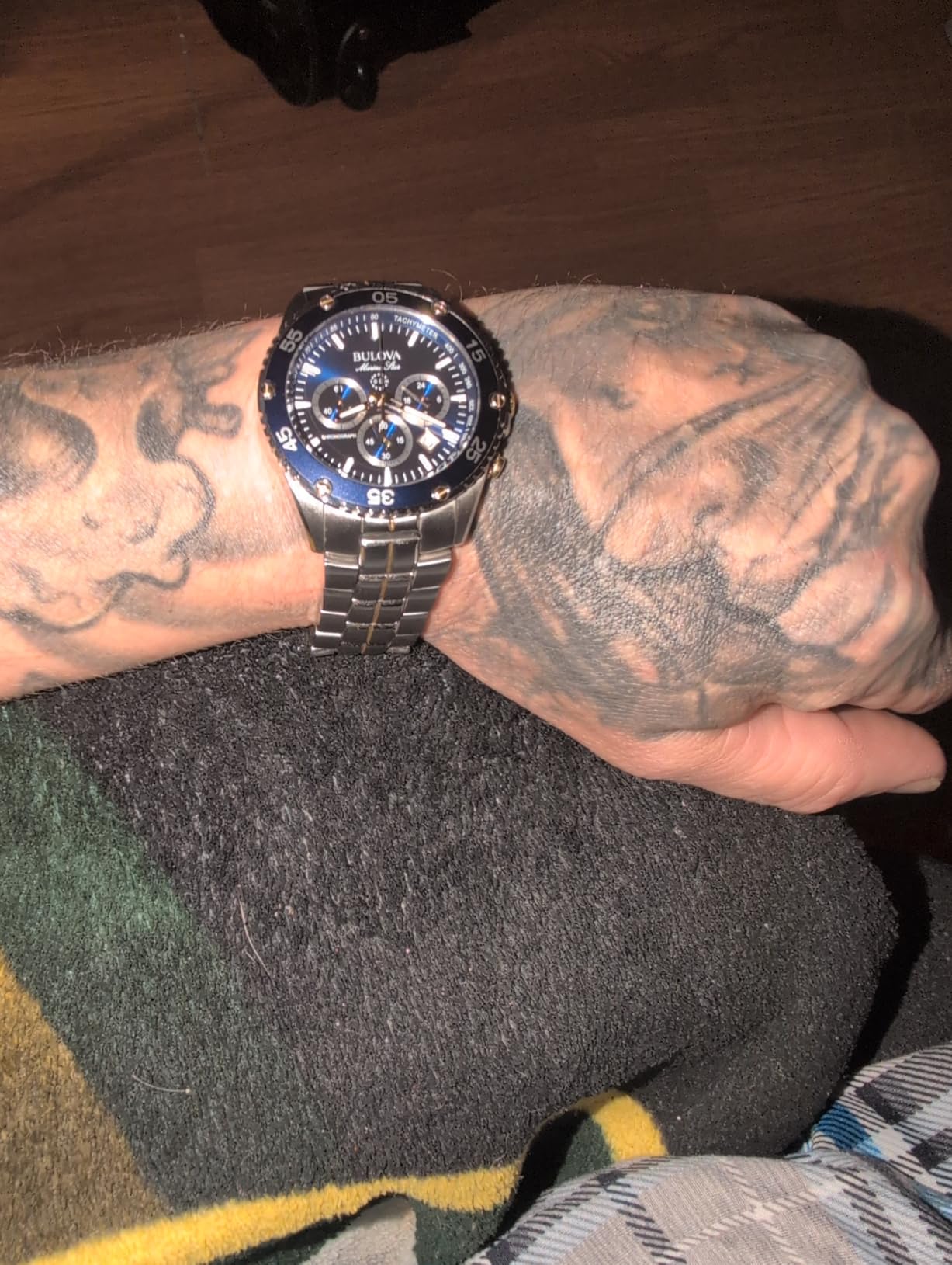 Bulova Men's Marine Star Two-Tone Stainless Steel Chronograph Quartz Watch, Blue Dial Style: 98H37 customer photo 1