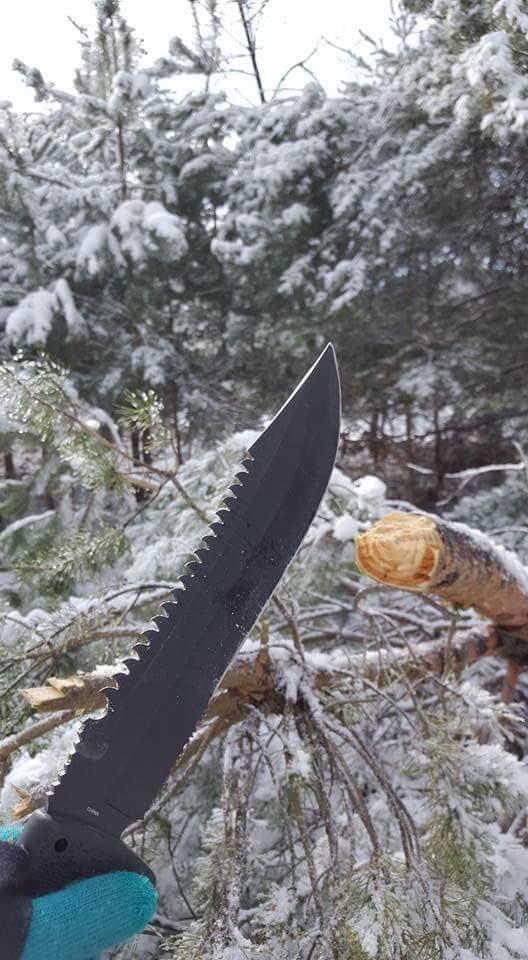 SOG Jungle Primitive Fixed Blade Field and Camping Tactical Machete with Sheath for Clearing Brush, Full Tang Survival Knife 15.3 Inches (F03TN-CP), Steel, Black customer photo 1
