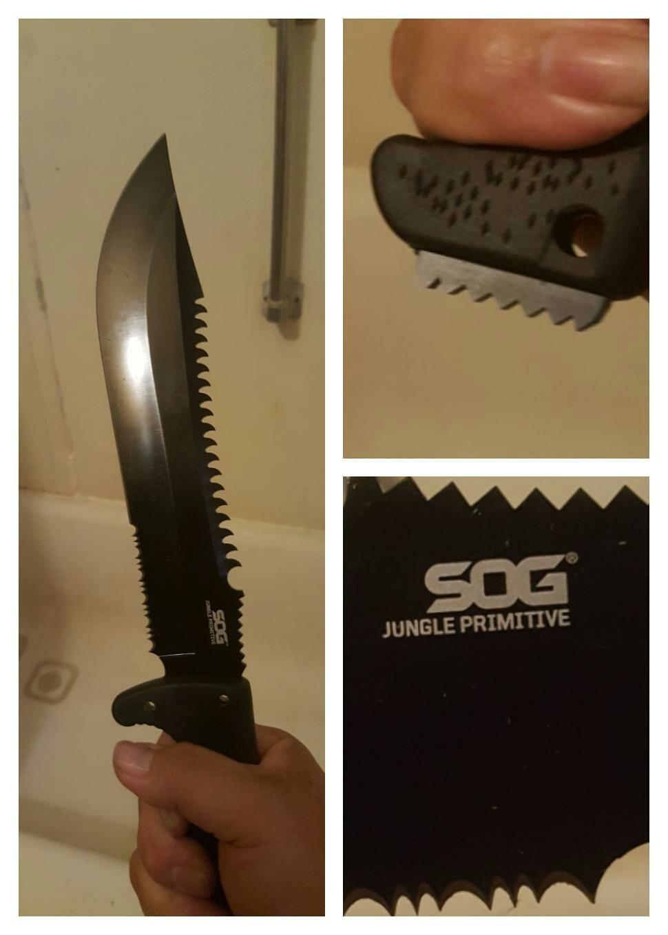 SOG Jungle Primitive Fixed Blade Field and Camping Tactical Machete with Sheath for Clearing Brush, Full Tang Survival Knife 15.3 Inches (F03TN-CP), Steel, Black customer photo 2