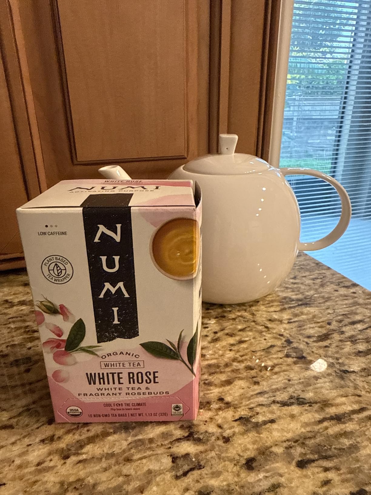 Numi Organic White Rose Tea, 16 Tea Bags, White Tea & Fragrant Rosebuds, Low Caffeine customer photo 1