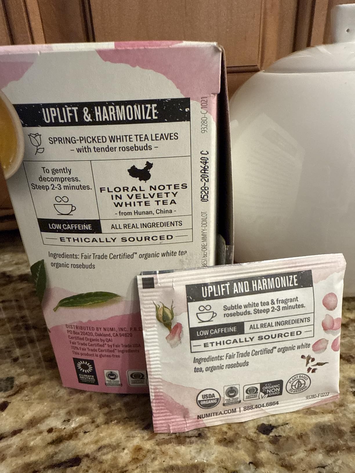 Numi Organic White Rose Tea, 16 Tea Bags, White Tea & Fragrant Rosebuds, Low Caffeine customer photo 2