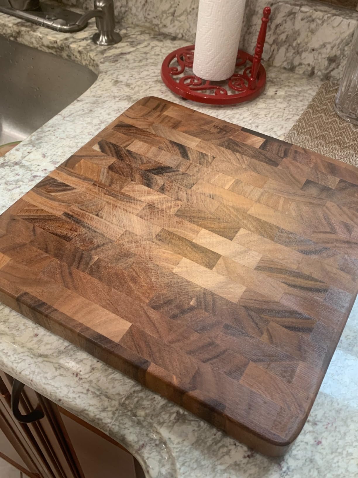 Ironwood Gourmet 28218 Square Charleston End Grain Chef's Board , Acacia Wood 14