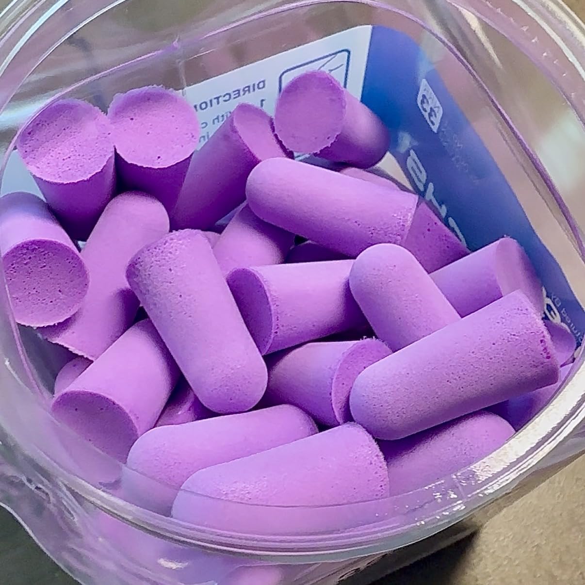 Flents Protechs Foam Ear Plugs, 10 Pair with Case for Sleeping, Snoring, Loud Noise, Traveling, Concerts, Construction, Studying, Work, Shooting, NRR 33, Purple, Disposable, Made in the USA customer photo 2