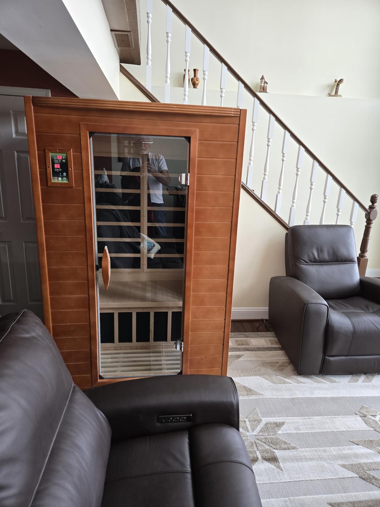 DYNAMIC SAUNAS Andora 2-Person Low EMF FAR Infrared Sauna with Red Light Therapy - Personal Indoor Dry Heat Wooden Sauna with Bluetooth Speakers for Home & Gym - Made from Canadian Hemlock Wood customer photo 1