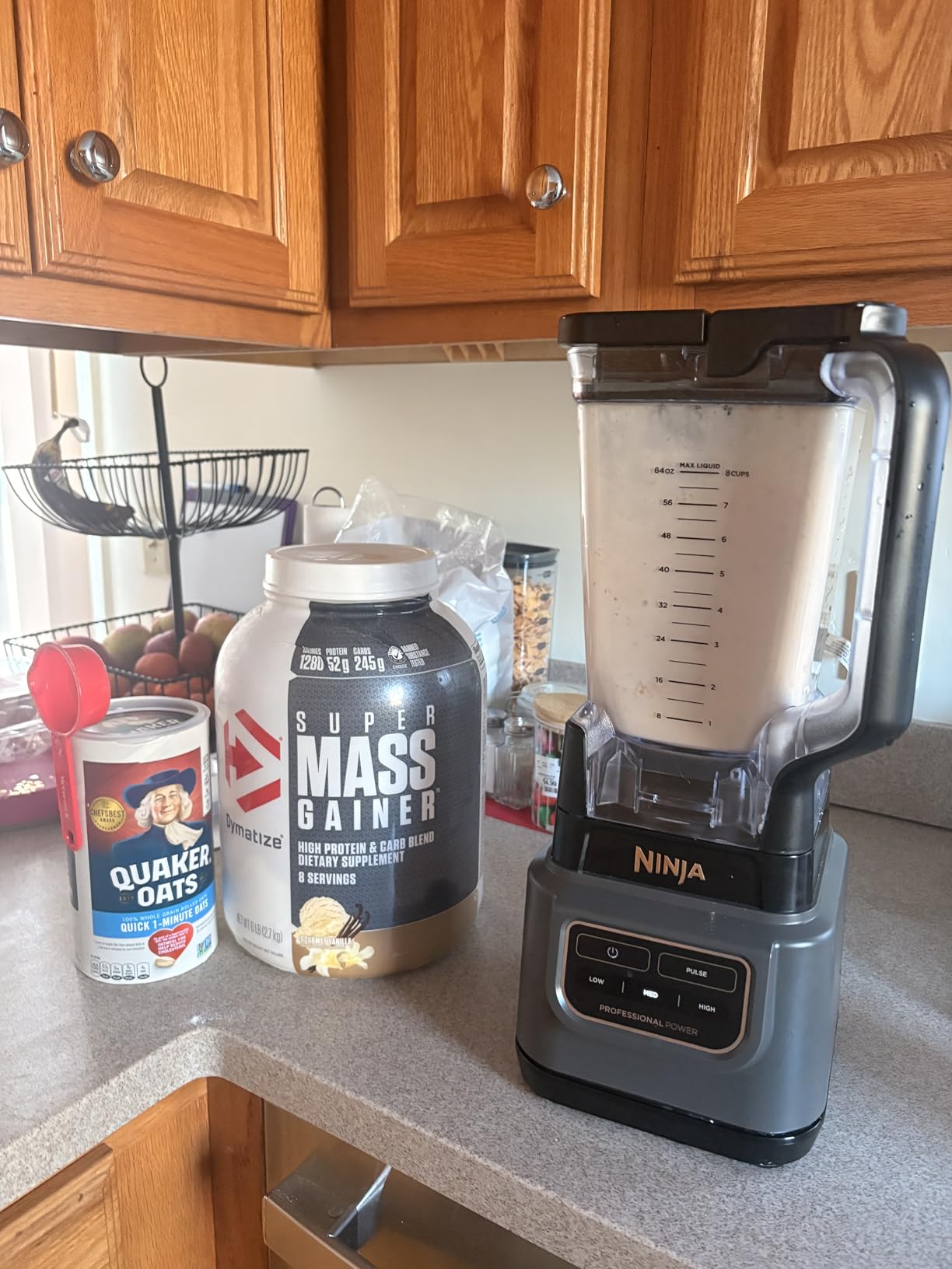 Dymatize Super Mass Gainer Protein Powder, Gourmet Vanilla, 52g Protein, 1g Creatine, 1280 Calories, 10.7g BCAAs, 245g Carbs, Contains Whey Protein Powder, Isolate, and Casein (8 Servings) customer photo 2
