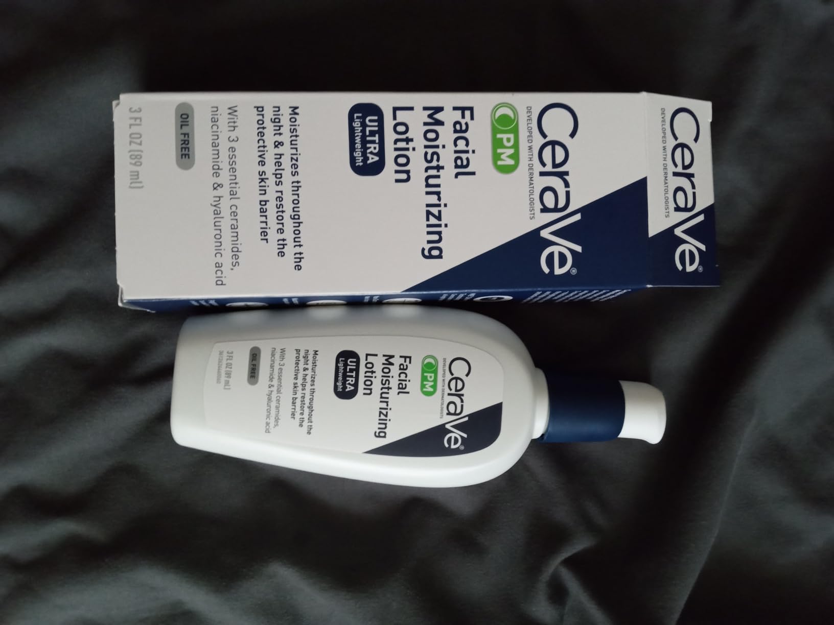 CeraVe PM Facial Moisturizing Lotion, Night Cream with Hyaluronic Acid and Niacinamide, Ultra-Lightweight, Oil-Free Moisturizer for Face, 3 Ounce customer photo 1