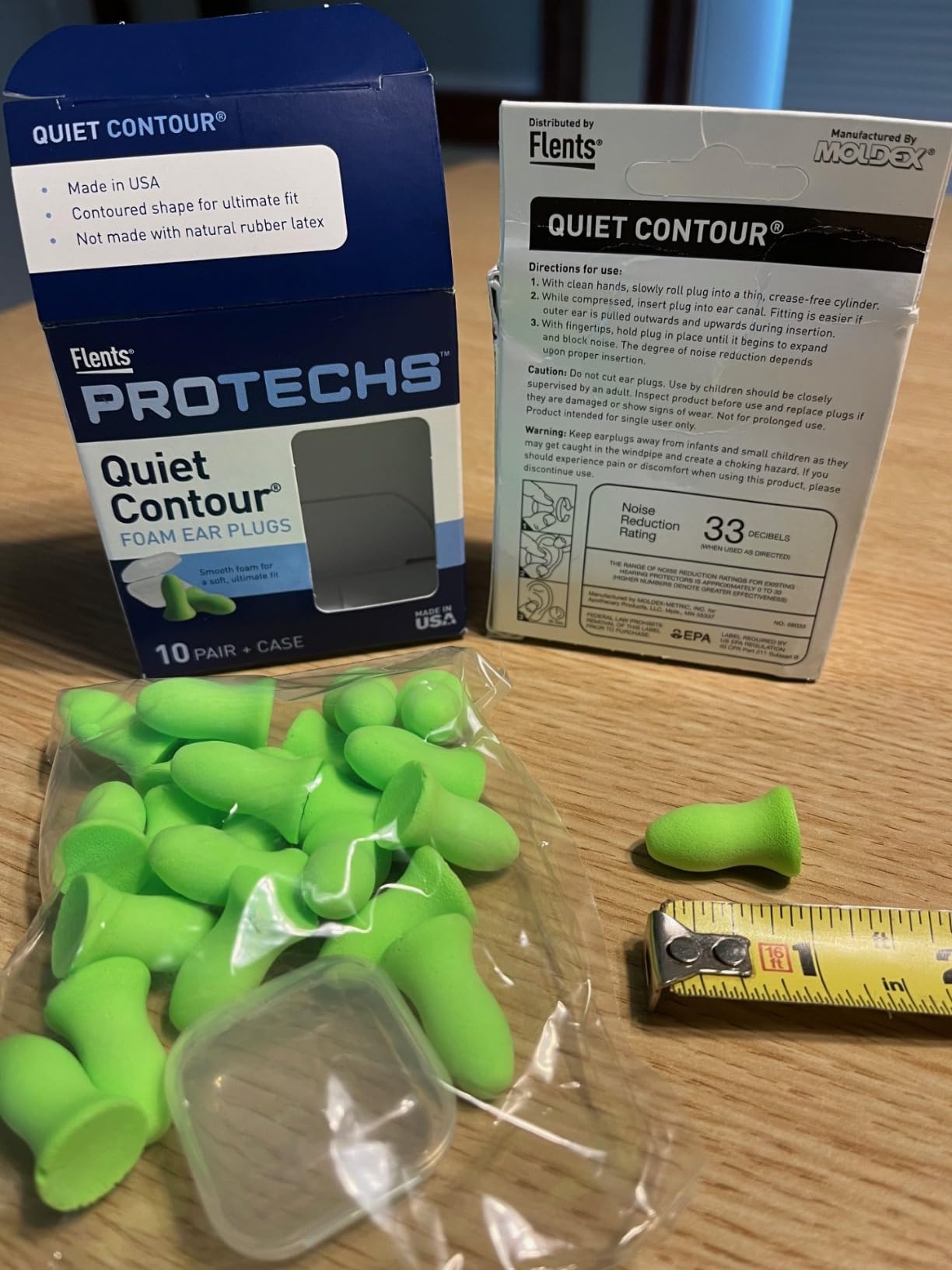 Flents Protechs Foam Ear Plugs, 10 Pair with case Sleeping, Snoring, Loud Noise, Traveling, Concerts, Construction, Studying, Work, Shooting, NRR 33, Noise Cancelling, Green, Made in the USA customer photo 1