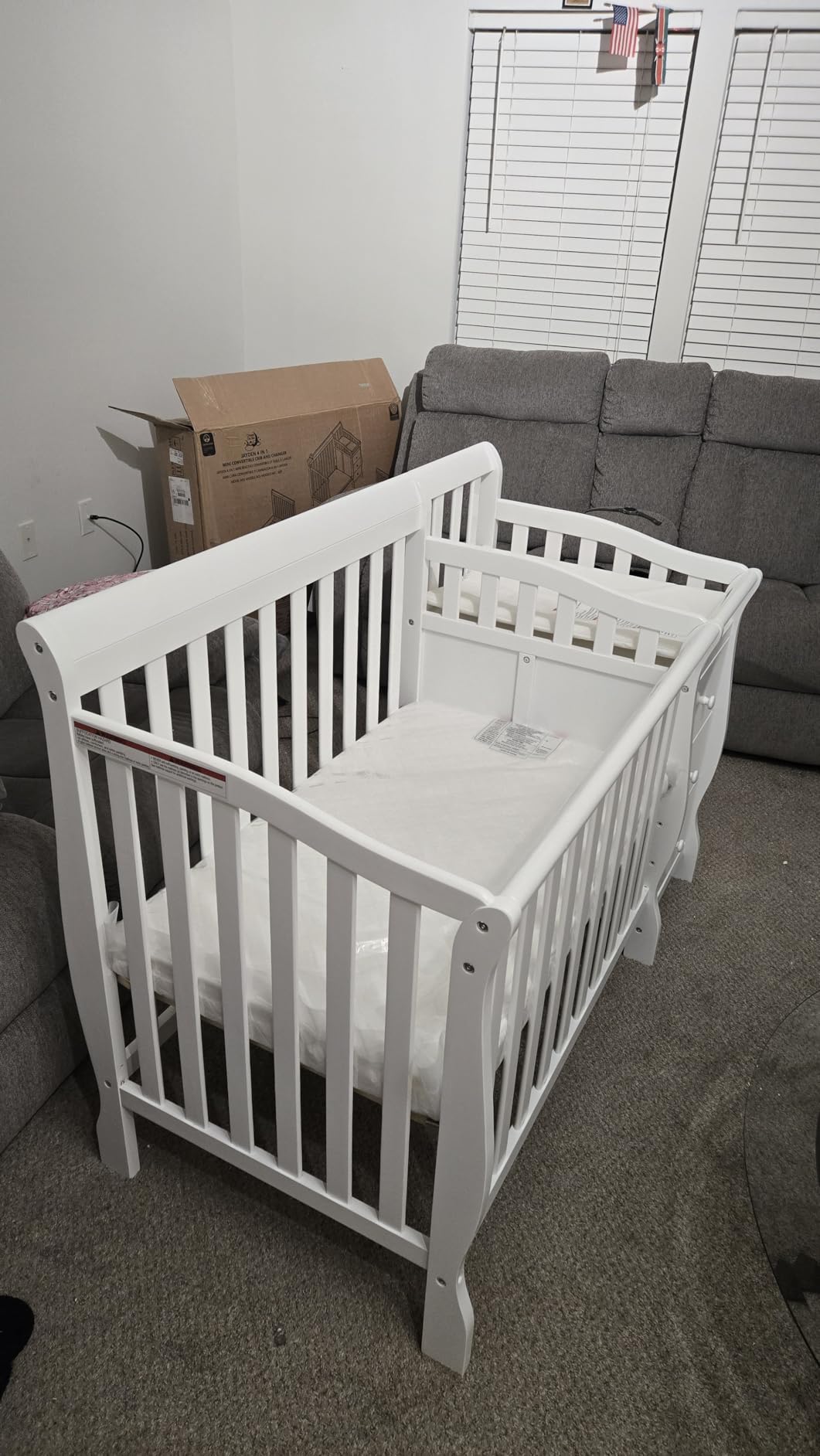 Dream On Me Jayden 4-in-1 Mini Convertible Baby Crib & Changer with Storage, Espresso customer photo 1