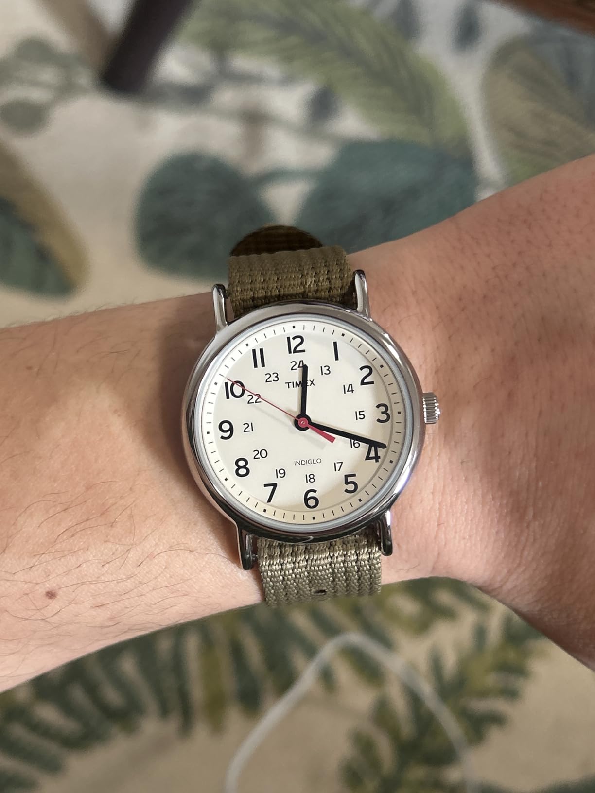 Timex Weekender 38mm Unisex Analog Watch | INDIGLO Backlight | Adjustable Durable Nylon Fabric Slip Through Strap | 24 Hour Time customer photo 2
