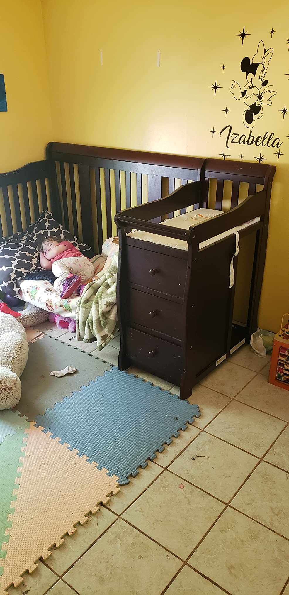 Storkcraft Portofino 5-in-1 Convertible Crib and Changer - Crib and Changing Table Combo with Drawer, Converts to Toddler Bed, Daybed and Full-Size Bed, Storage Drawer (Espresso) customer photo 2