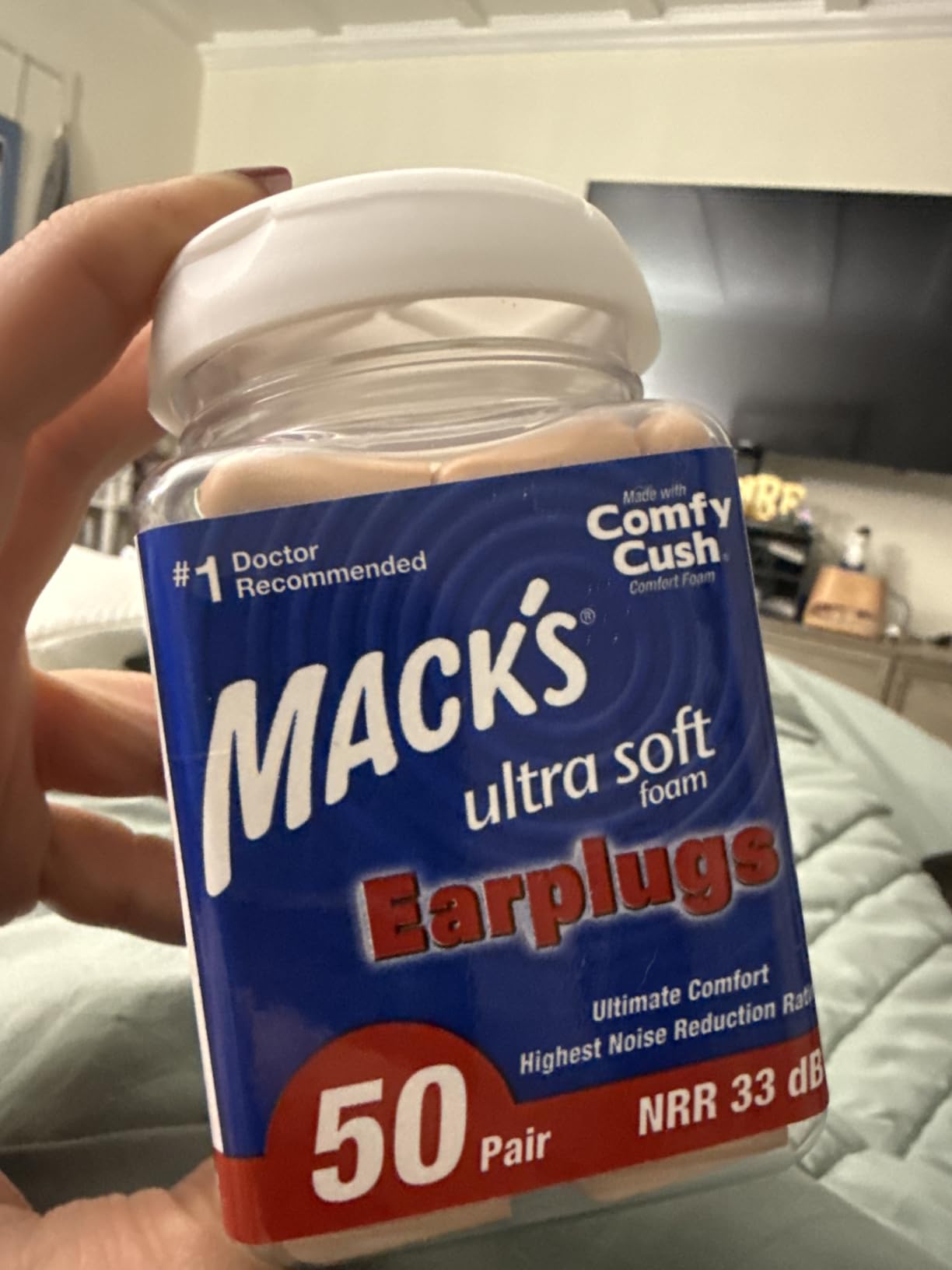 Mack's Ultra Soft Foam Earplugs, 50 Pair - 33dB Highest NRR, Comfortable Ear Plugs for Sleeping, Snoring, Travel, Concerts, Studying, Loud Noise, Work | Made in USA customer photo 2
