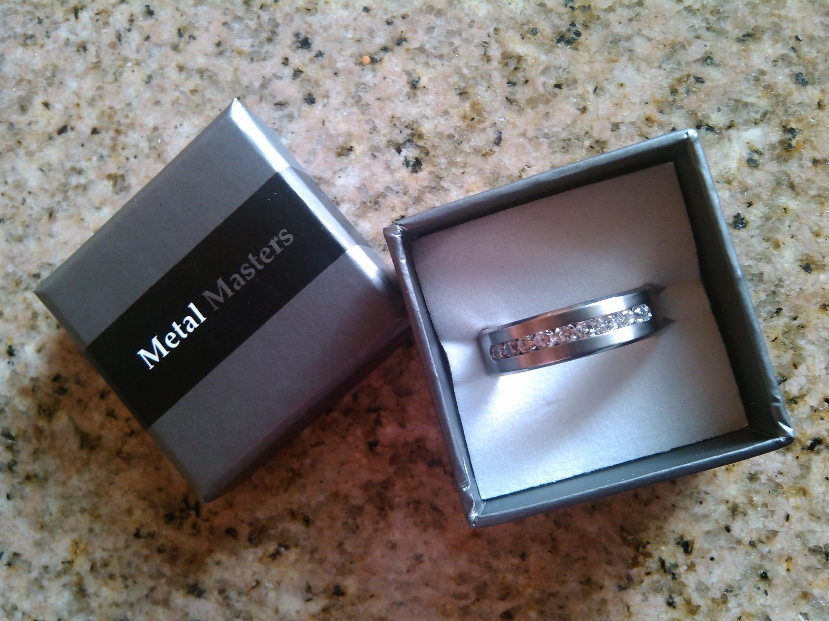 Metal Masters 8MM Men's Titanium 1Ct. Ring Wedding Band with 9 large Channel-Set Cubic Zirconia CZ customer photo 1