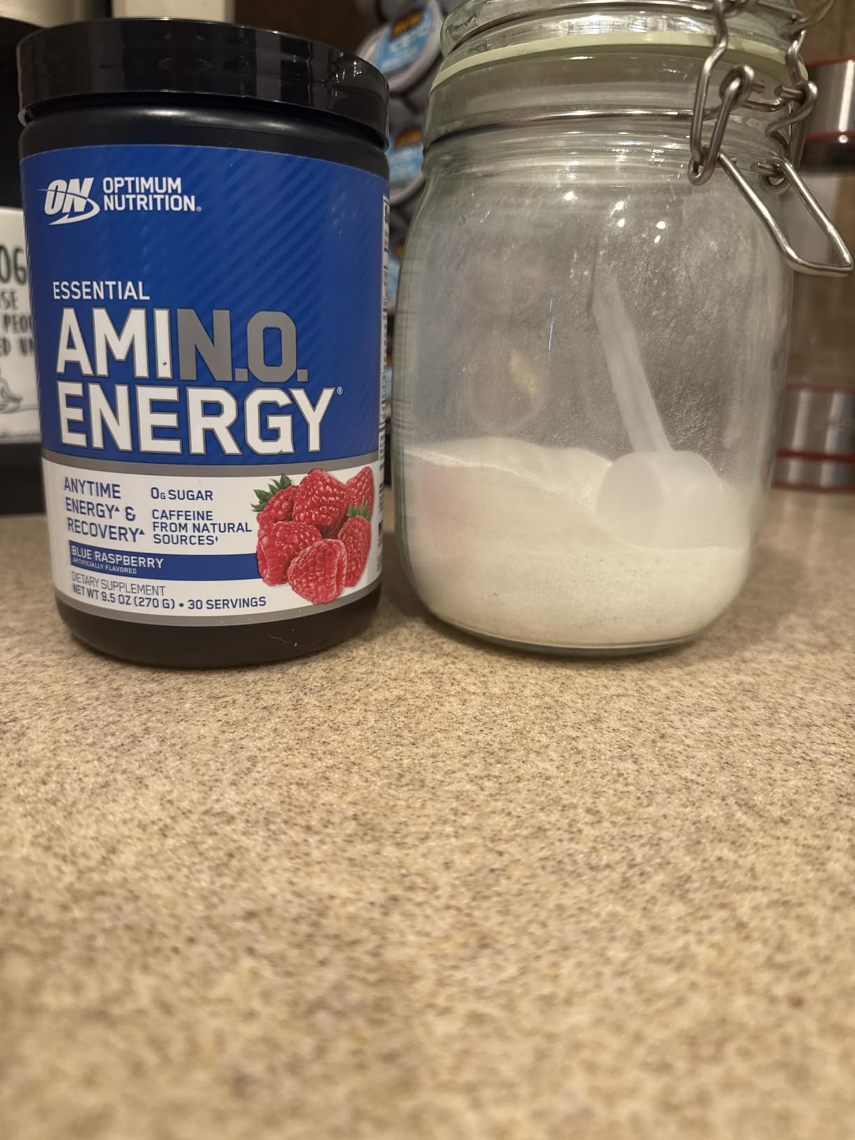 Optimum Nutrition Amino Energy - Pre Workout with Green Tea, BCAA, Amino Acids, Keto Friendly, Green Coffee Extract, Energy Powder - Blue Raspberry, 30 Servings (Packaging May Vary) customer photo 1