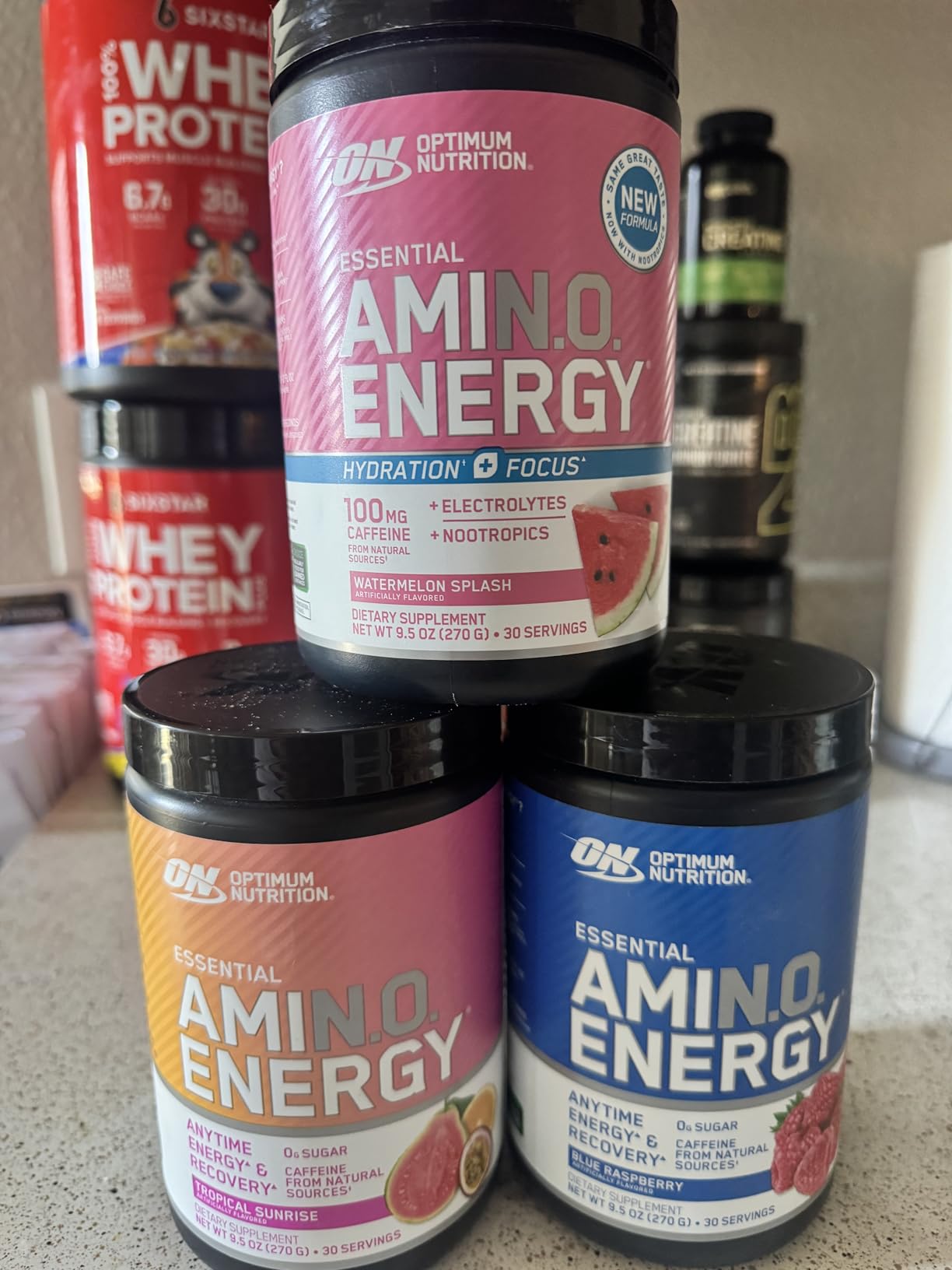 Optimum Nutrition Amino Energy - Pre Workout with Green Tea, BCAA, Amino Acids, Keto Friendly, Green Coffee Extract, Energy Powder - Blue Raspberry, 30 Servings (Packaging May Vary) customer photo 2