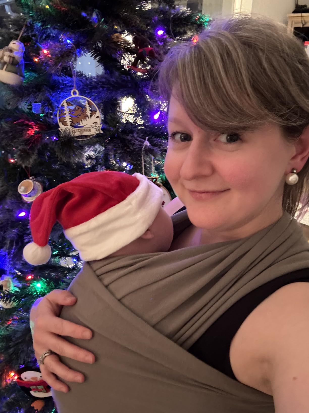 Boba Baby Wrap Carrier - Original Baby Sling Carrier for Newborns (7-35 lbs), Soft, Secure, Hands-Free & Ergonomic, Ideal for Comfortable Bonding, New Parents (Black) customer photo 1