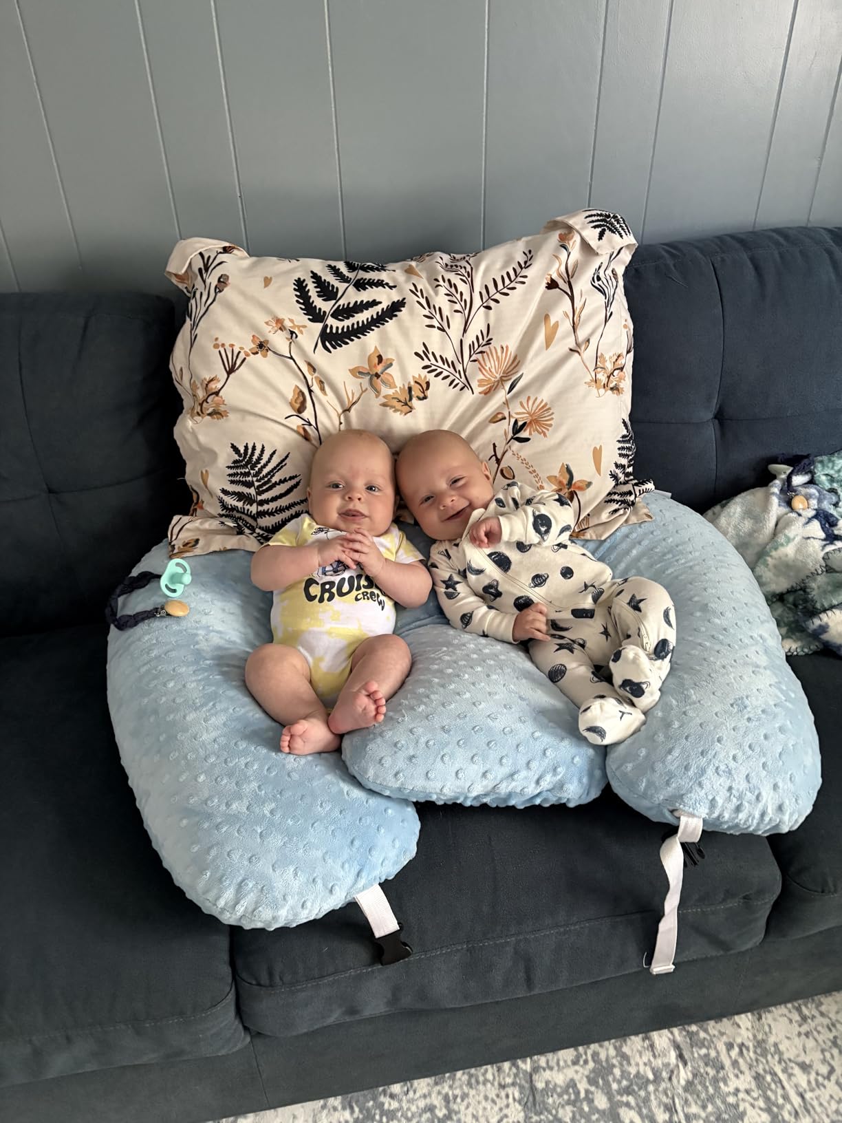Twin Z Pillow Blue - The #1 Rated Twin Breastfeeding and Bottle Feeding Pillow - Cuddle Blue DOTS customer photo 1