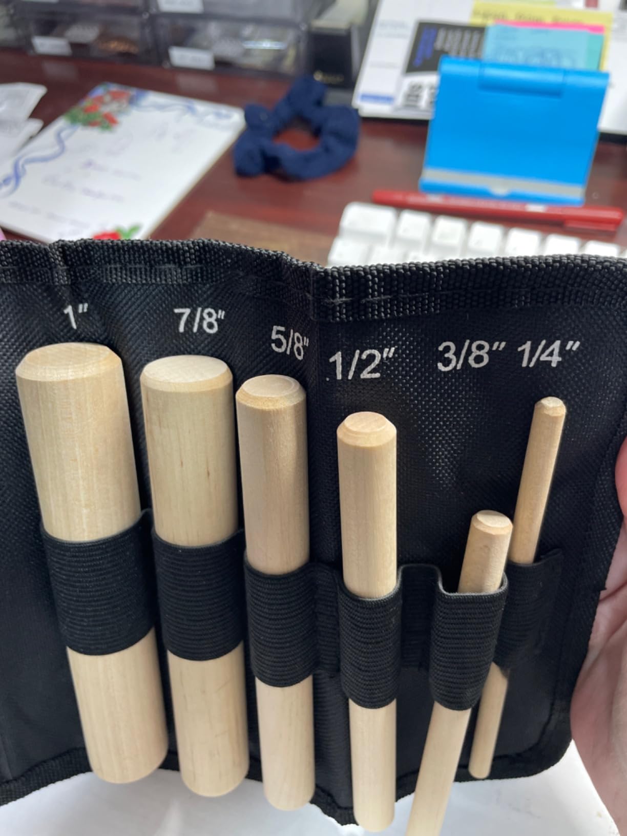 The Beadsmith Wooden Mandrel Set, 6 Piece Dowel Kit, with Labeled Storage Case, Sizes .25