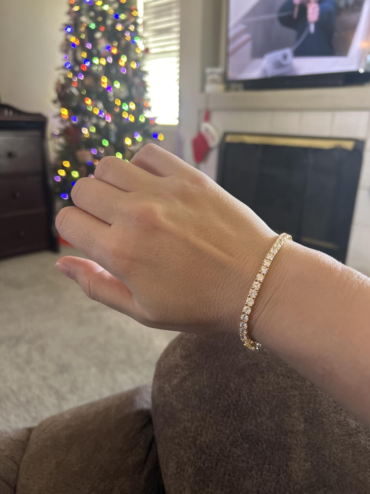 Plated Sterling Silver Round Cut Cubic Zirconia Tennis Bracelet customer photo 1