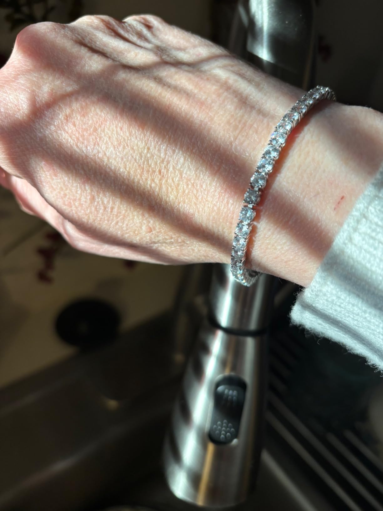 Plated Sterling Silver Round Cut Cubic Zirconia Tennis Bracelet customer photo 2