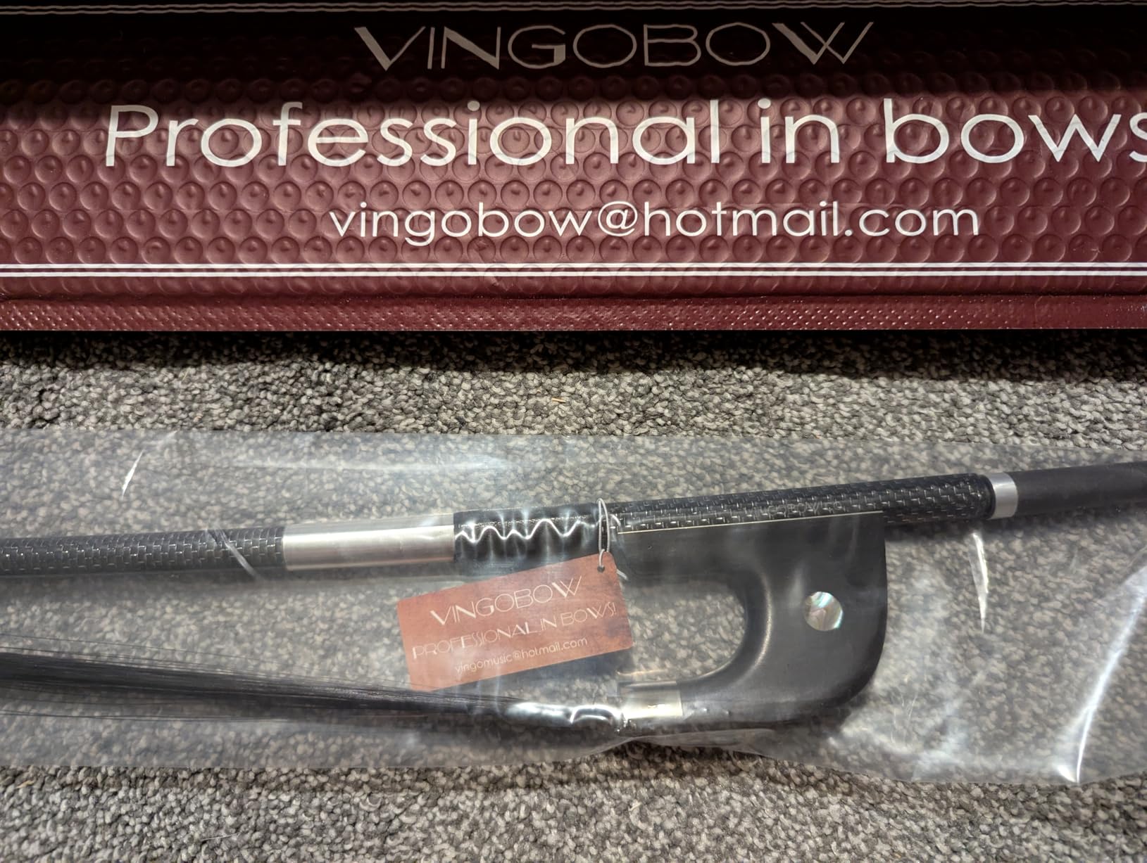 New Full Size Top Model, Carbon Bass Bow!! Black Horsehair German Bass Bow!Art No.200BGB customer photo 1
