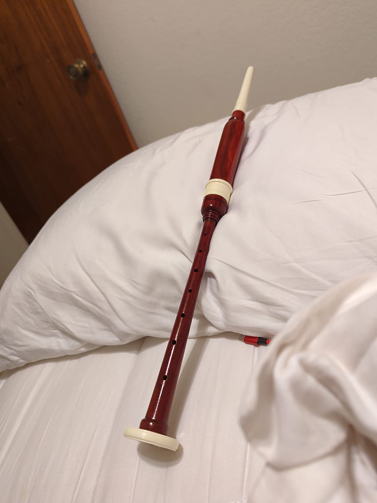 Standard Rosewood Highland Bagpipe Practice Chanter IMM Wooden Ivory Fitting with Brown Scottish color and Reed customer photo 1