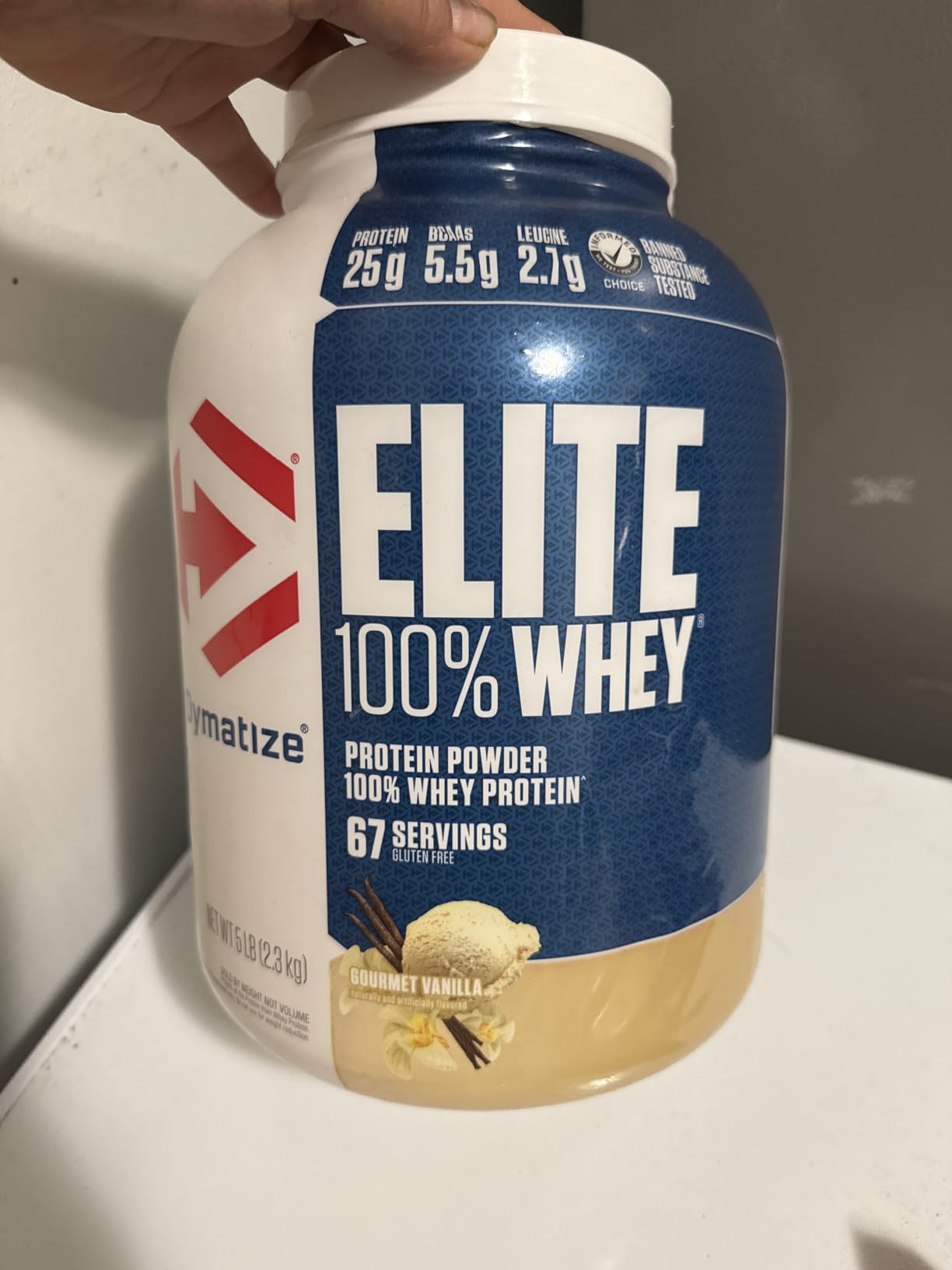 Dymatize Elite 100% Whey Protein Powder, L-Leucine, Quick Absorbing & Fast Digesting for Optimal Muscle Recovery, Gourmet Vanilla, 32 Oz customer photo 1