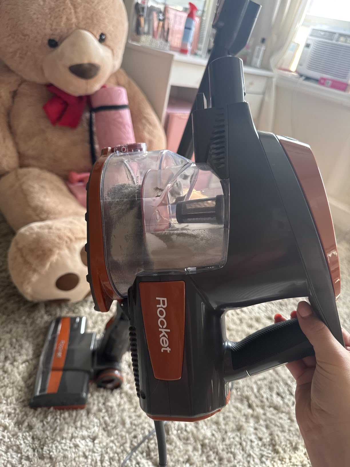 Shark Rocket Ultra-Light Corded Bagless Vacuum for Carpet and Hard Floor Cleaning with Swivel Steering (HV301), Gray/Orange customer photo 2