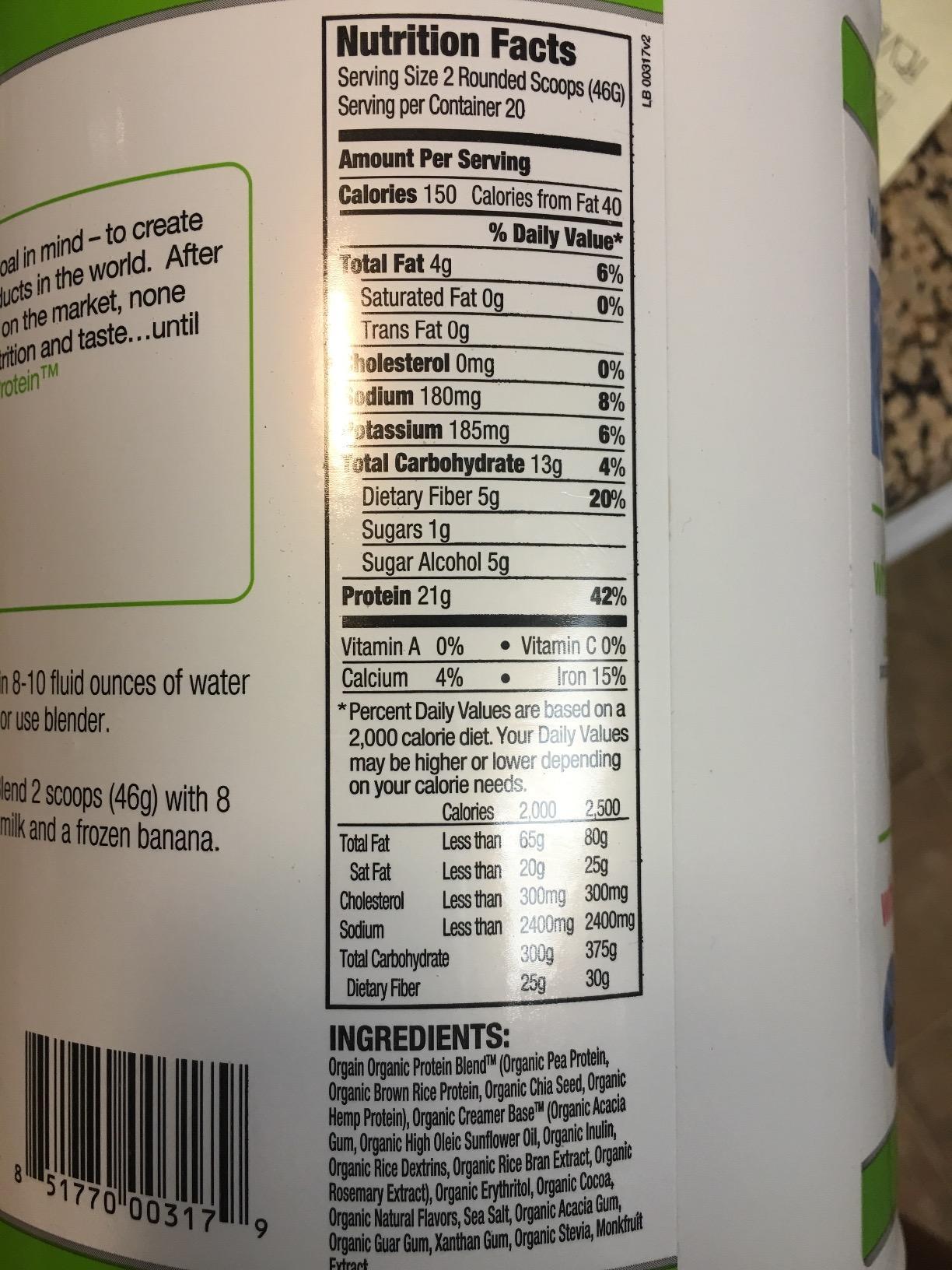 Orgain Organic Vegan Protein Powder, Creamy Chocolate Fudge - 21g Plant Protein, 6g Prebiotic Fiber, Low Net Carb, No Lactose Ingredients, No Added Sugar, Non-GMO, For Shakes & Smoothies, 2.03 lb customer photo 2