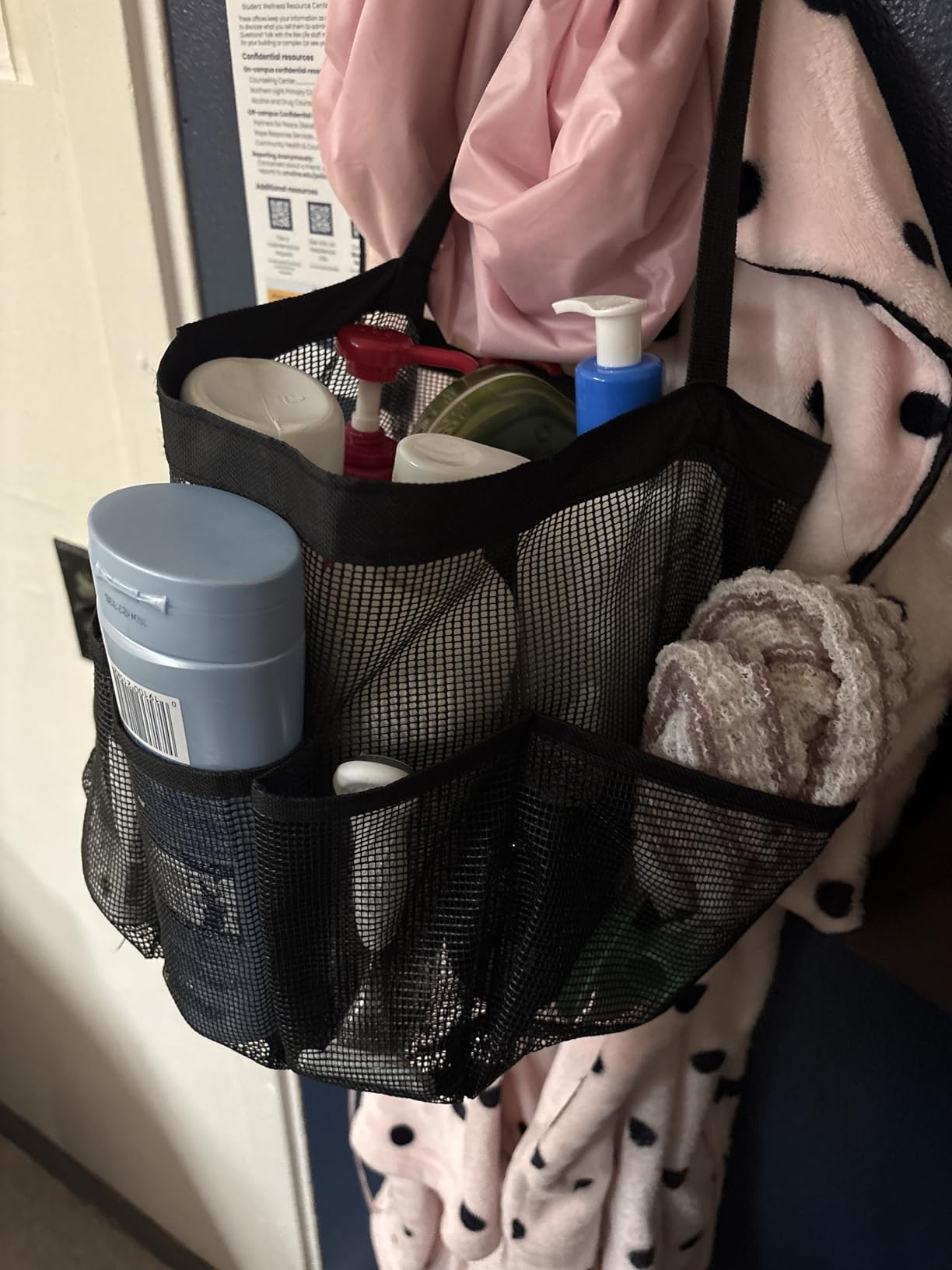 Attmu Mesh Shower Caddy Portable for College Dorm Room Essentials with 8 Pockets, Hanging Caddy Dorm Basket, Quick Dry Shower Bag for Bathroom customer photo 1