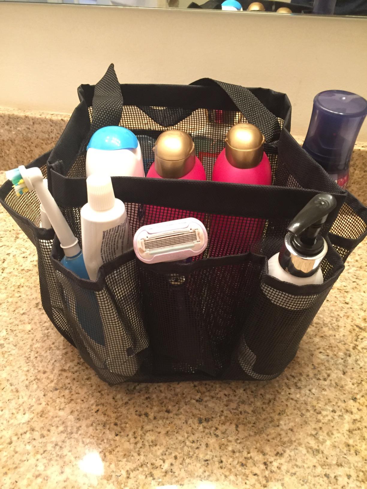Attmu Mesh Shower Caddy Portable for College Dorm Room Essentials with 8 Pockets, Hanging Caddy Dorm Basket, Quick Dry Shower Bag for Bathroom customer photo 2
