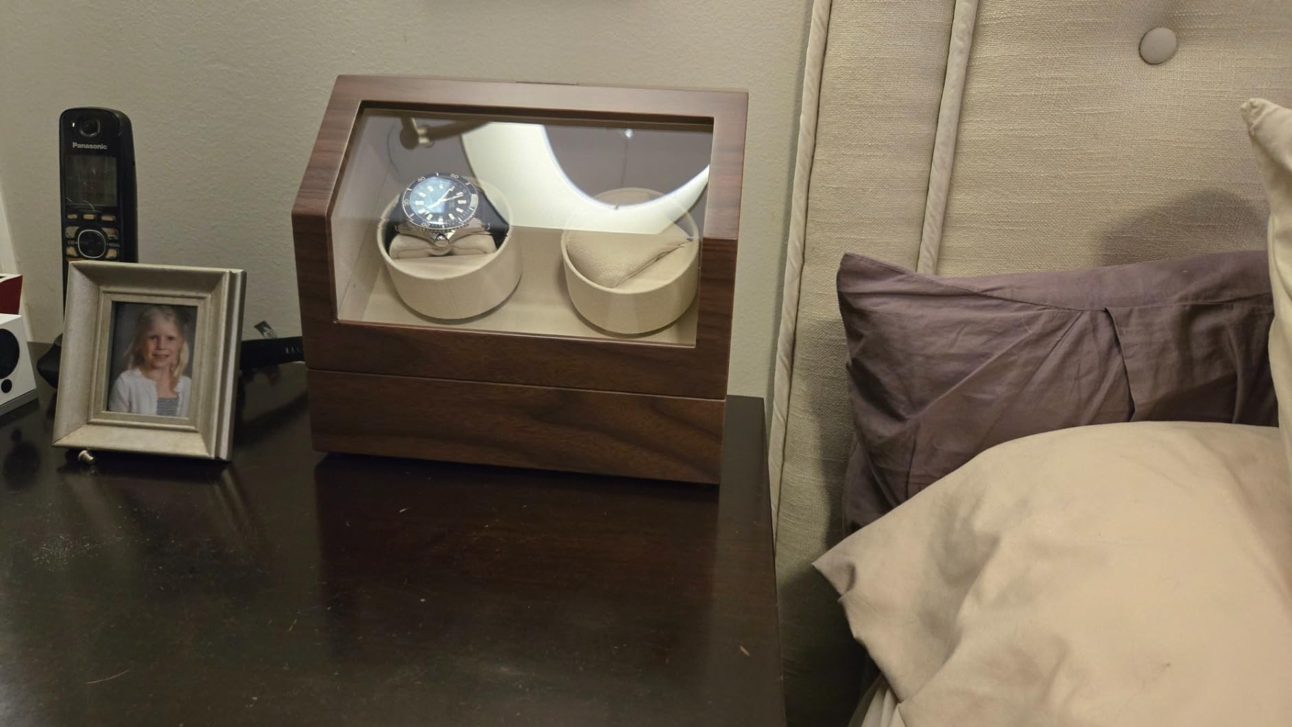 Heiden Double Watch Winder in Walnut - Automatic Watch Winder for 2 Watches - Japanese Motor - Zero Magnetization - Use Batteries or Adapter customer photo 1