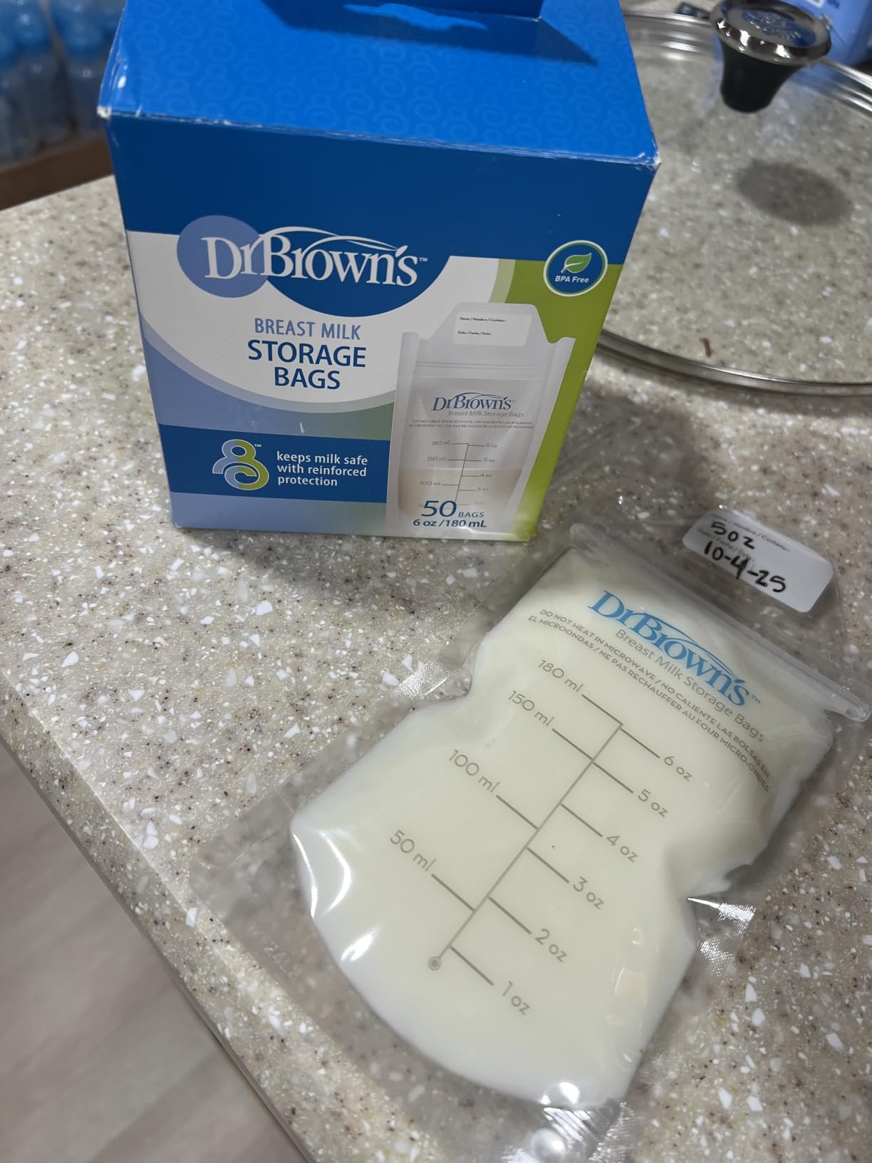 Dr. Brown's Breast Milk Storage Bags, Disposable and Durable Bags for Freezing & Heating Breast Milk, (50ct) 6 oz Bags, BPA free customer photo 2