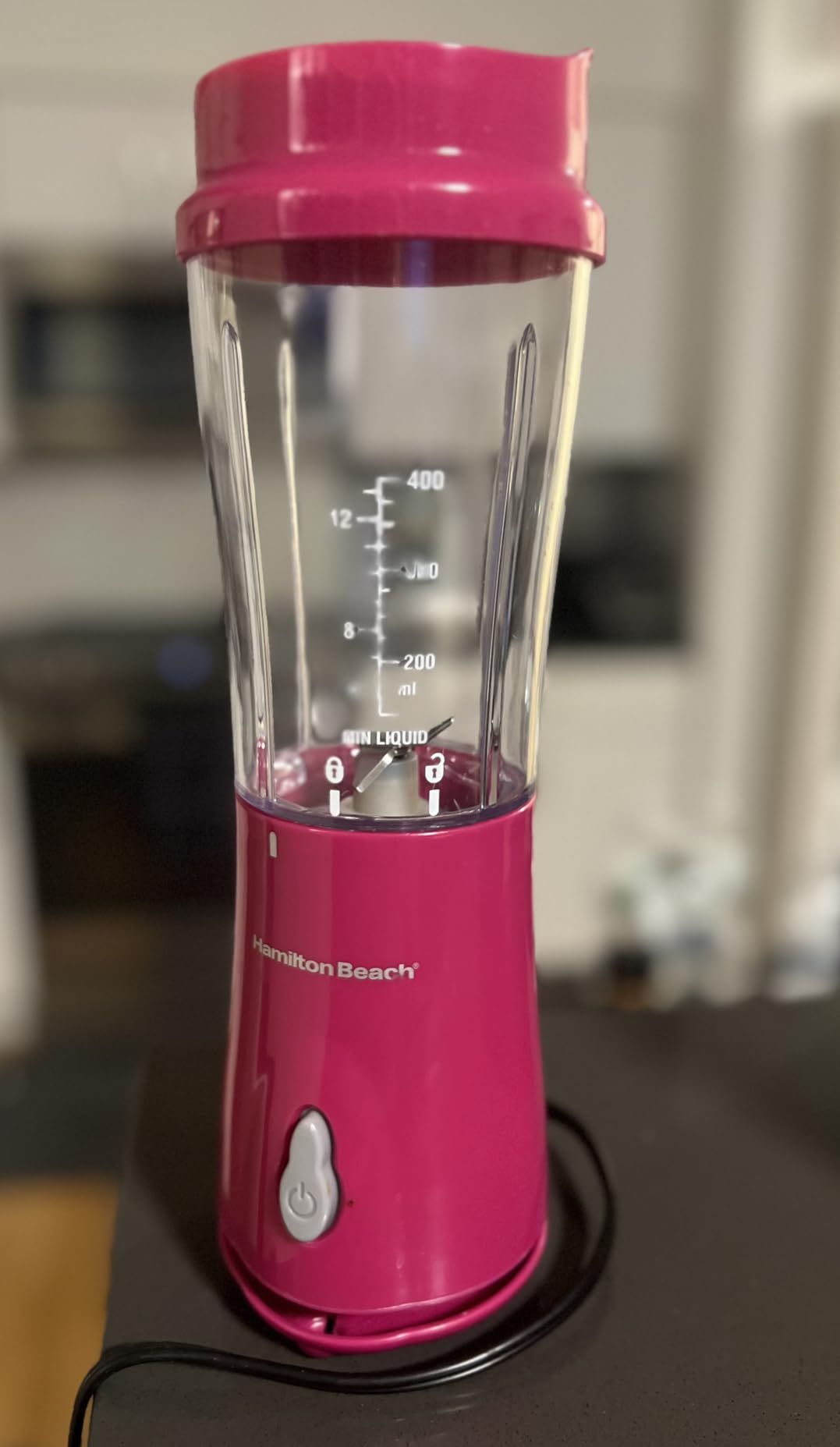 Hamilton Beach Portable Blender for Shakes and Smoothies, 14 Oz BPA Free Travel Cup & Lid, Durable Stainless Steel Blades, Personal Smoothie Blender, Raspberry, 51131G customer photo 1