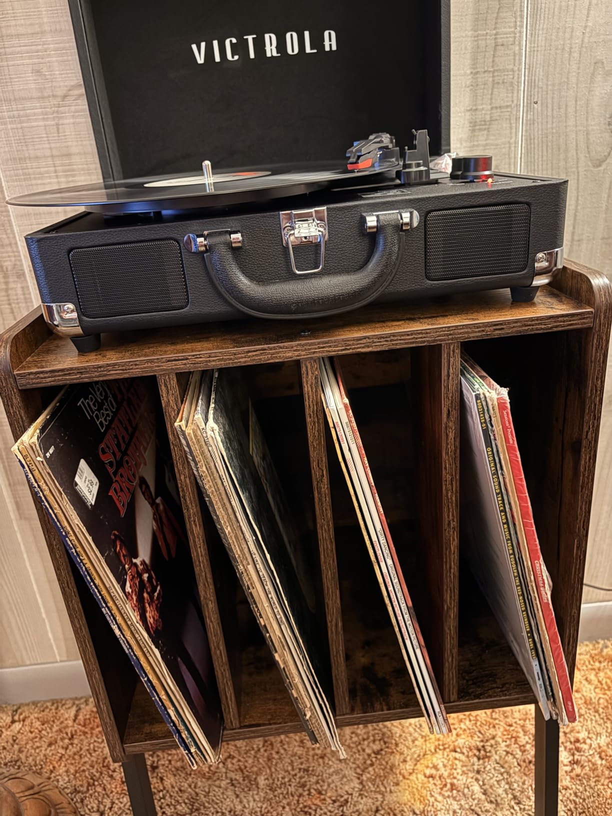 Victrola Journey Bluetooth Portable Suitcase Record Player - with Built-in Speakers, 3 Speed Vinyl Record Player, RCA Out, Headphone Jack (Black) customer photo 1