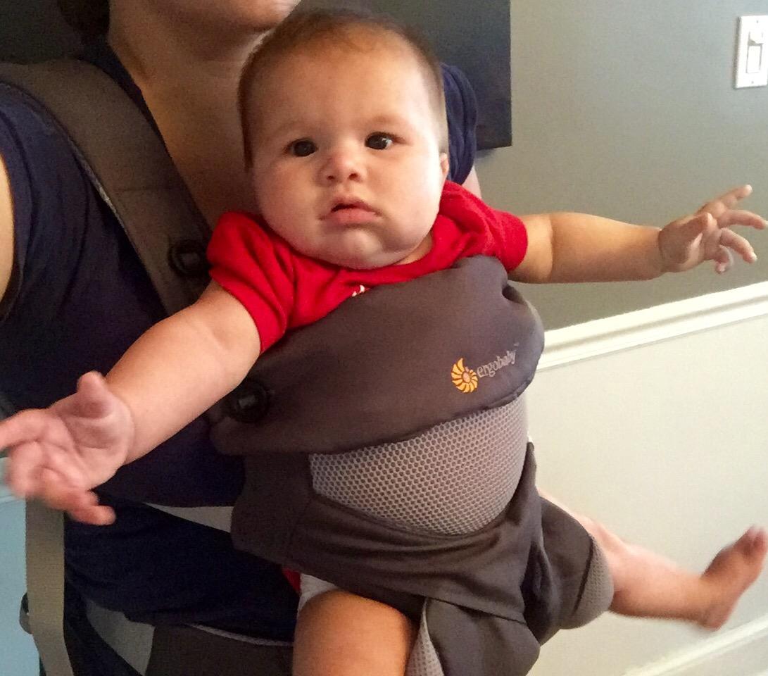 Ergobaby 360 All-Position Baby Carrier with Lumbar Support (12lbs - 45lbs) - Premium Cotton Toddler Carrier - Soft Air Mesh Fabric - Carbon Grey customer photo 2