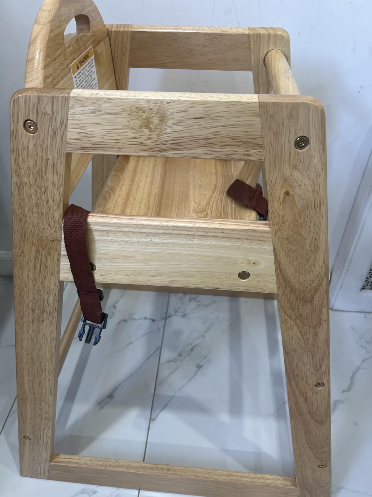 Wooden High Chair for Baby & Toddler - Restaurant-Style Stackable HighChair with Commercial Grade Solid Wood for Dining Table & Kitchen - Compact & Portable Design for Home & Restaurant Use - Natural customer photo 1