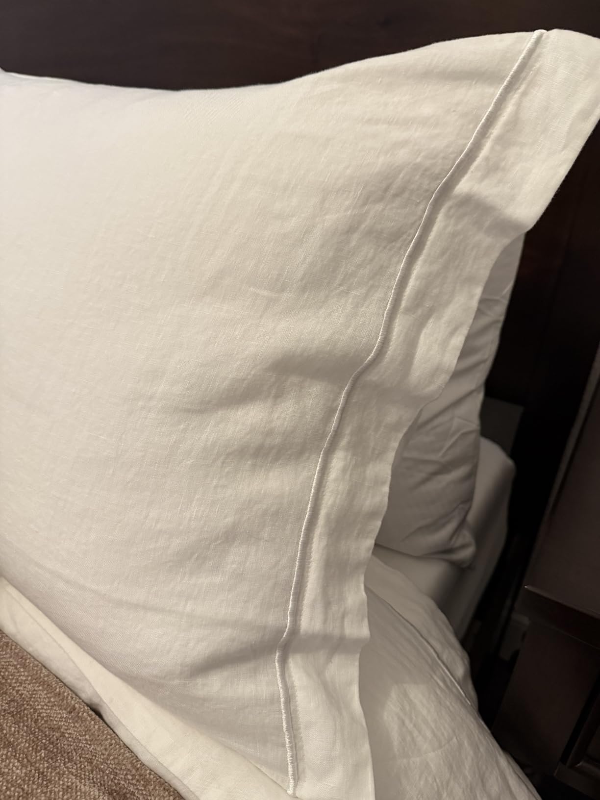 Simple&Opulence 100% Washed Linen Duvet Cover Set with Embroidered,3 Pieces Soft Farmhouse Comforter Set with Button Closure,1 Duvet Cover and 2 Pillowshams(King,Natural Linen) customer photo 1