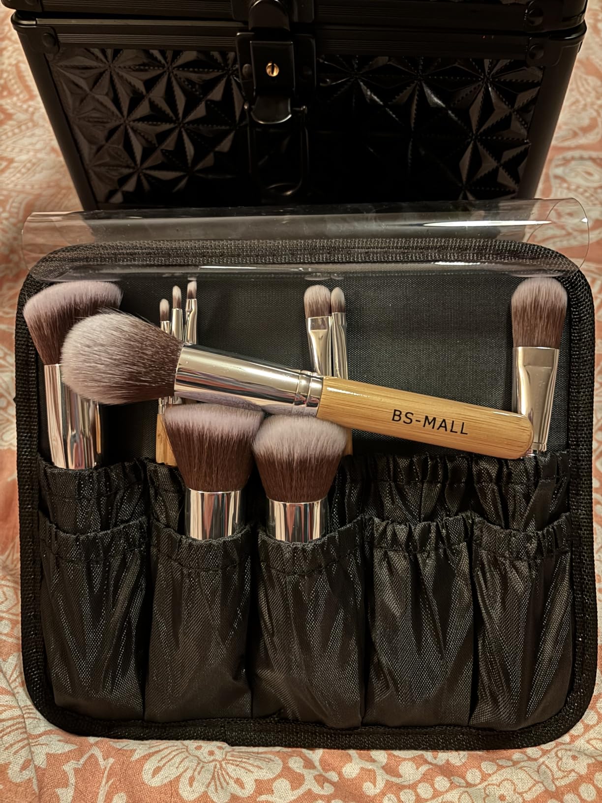BS-MALL Makeup Brush Set 11Pcs Bamboo Synthetic Kabuki Brush Set Foundation Powder Blending Concealer Eye shadows Blush Cosmetics Brushes with Travel Organizer Bag & Makeup Sponge customer photo 1
