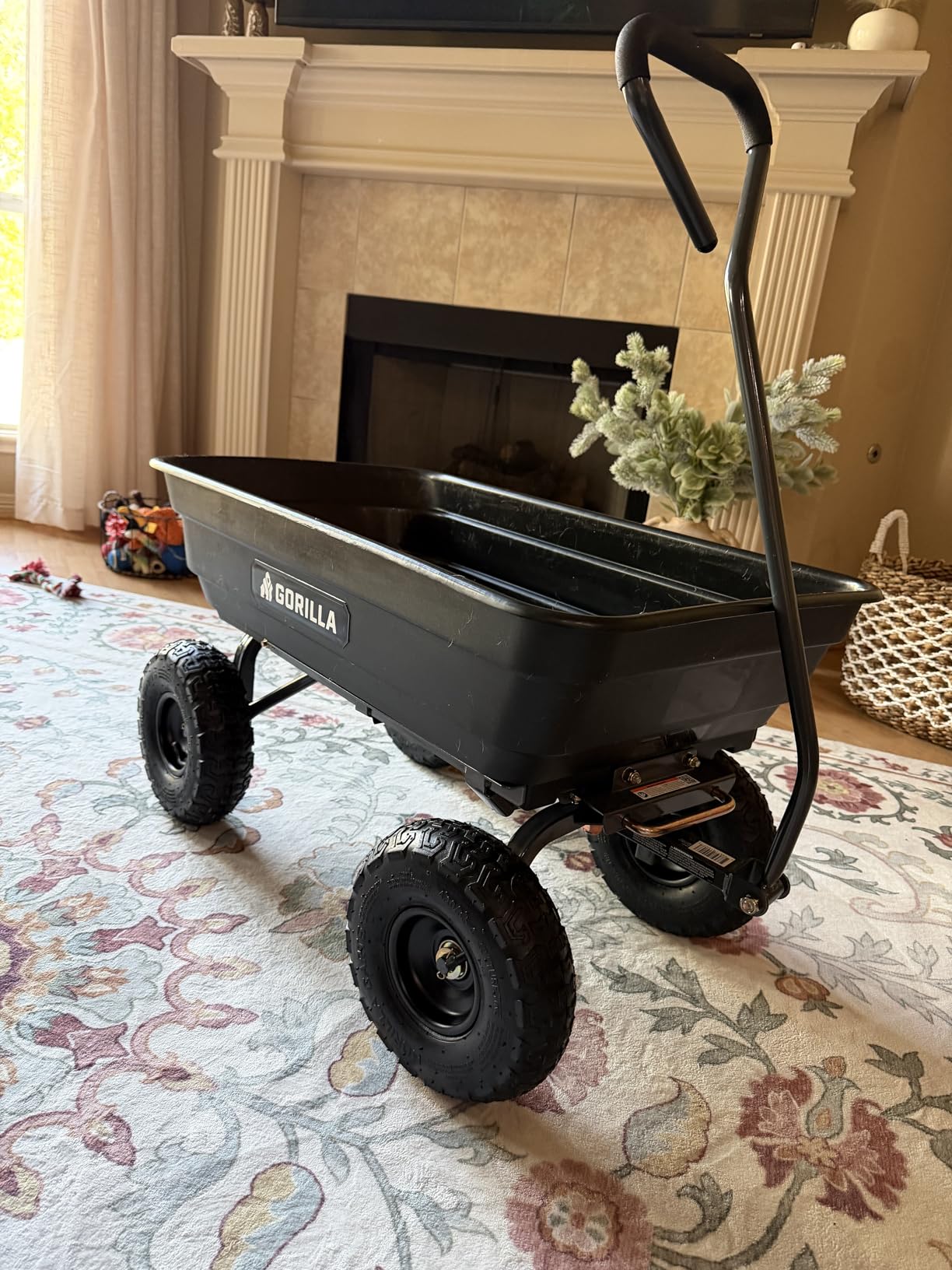 Gorilla Carts Poly Garden Dump Cart, 4 Cu Ft Tub, 600 lb Haul Capacity, Black - Heavy-Duty Utility Wagon with Quick-Release Dumping & Pneumatic Tires for Yard, Landscaping and Gardening customer photo 2