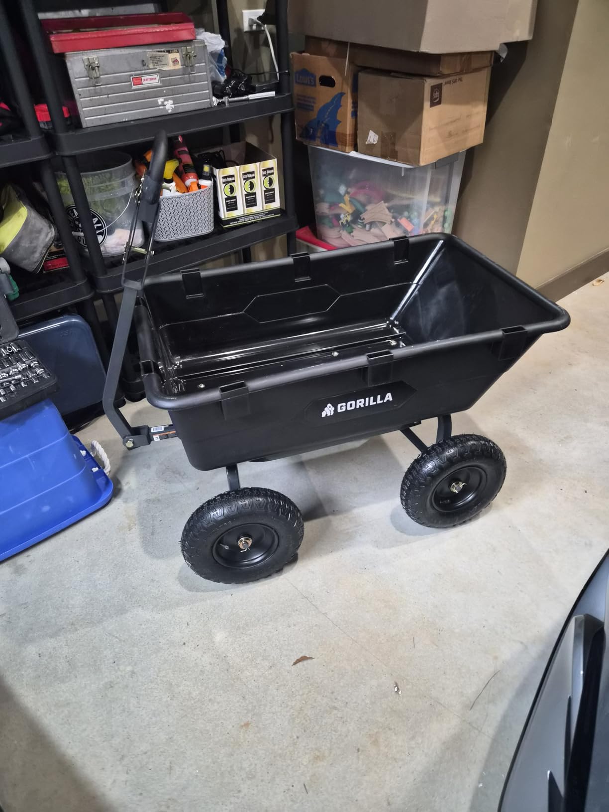 Gorilla Carts Heavy-Duty Poly Yard Dump Cart, 6 Cu Ft Tub, 1200 lb Haul Capacity, Black - Towable Utility Wagon with Quick-Release Dumping & Pneumatic Tires for Landscaping and Gardening customer photo 1