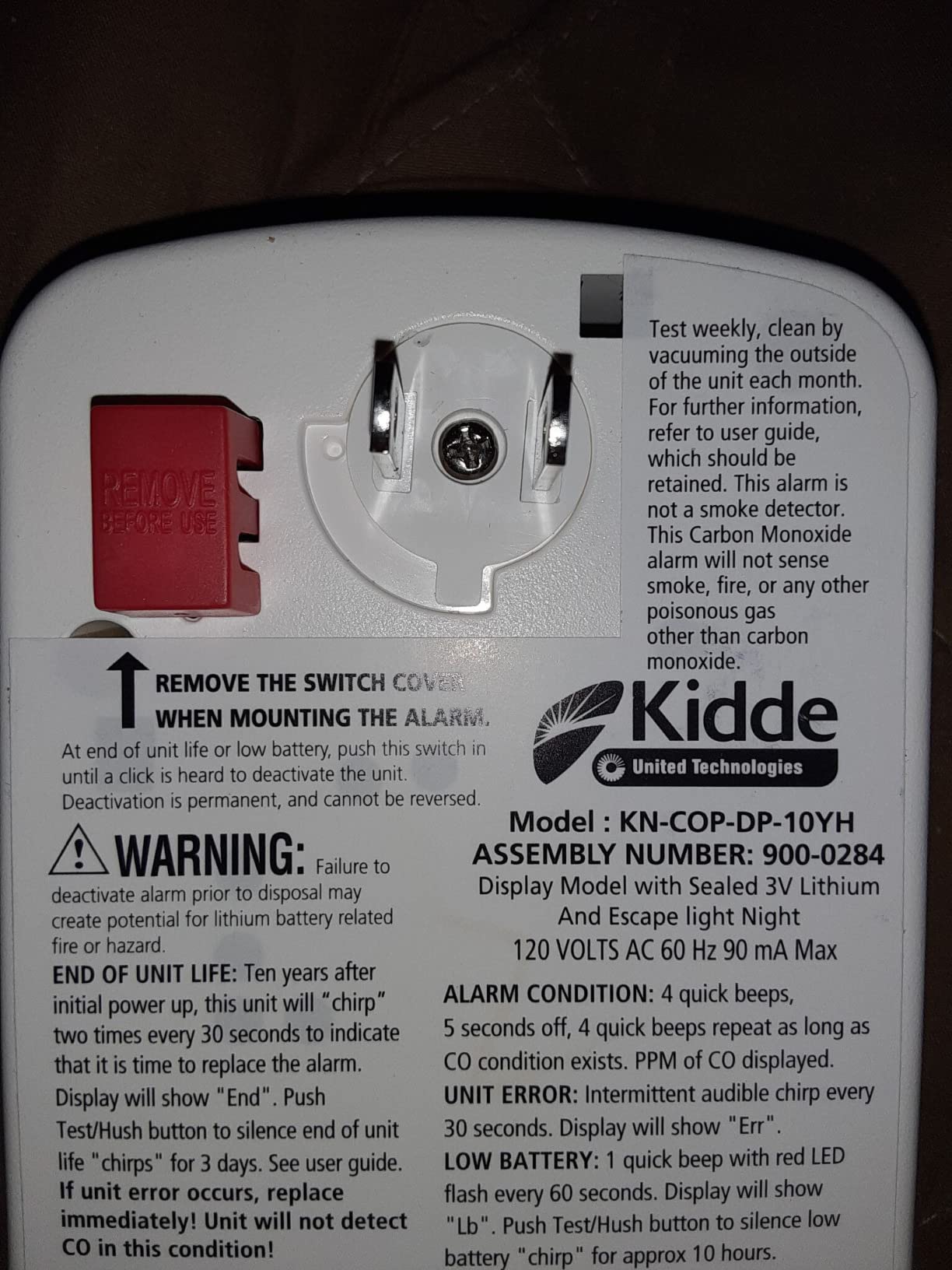 Kidde Carbon Monoxide Detector, AC-Plug-In with Lithium Battery Backup, Digital Display, Night Light & Escape Light customer photo 2