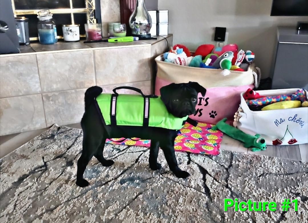 VIVAGLORY Rip Stop Dog Life Vest, Swimming Vest with Handle, Buoyancy for Doggy Puppy, Dog Life Jacket for Swimming & Boating, M, Bright Yellow customer photo 2