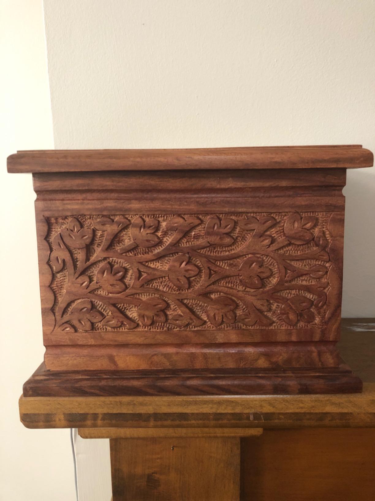 Extra Large Human Companion Wooden Funeral Cremation Ash Urn, Double Size with Personalization customer photo 1