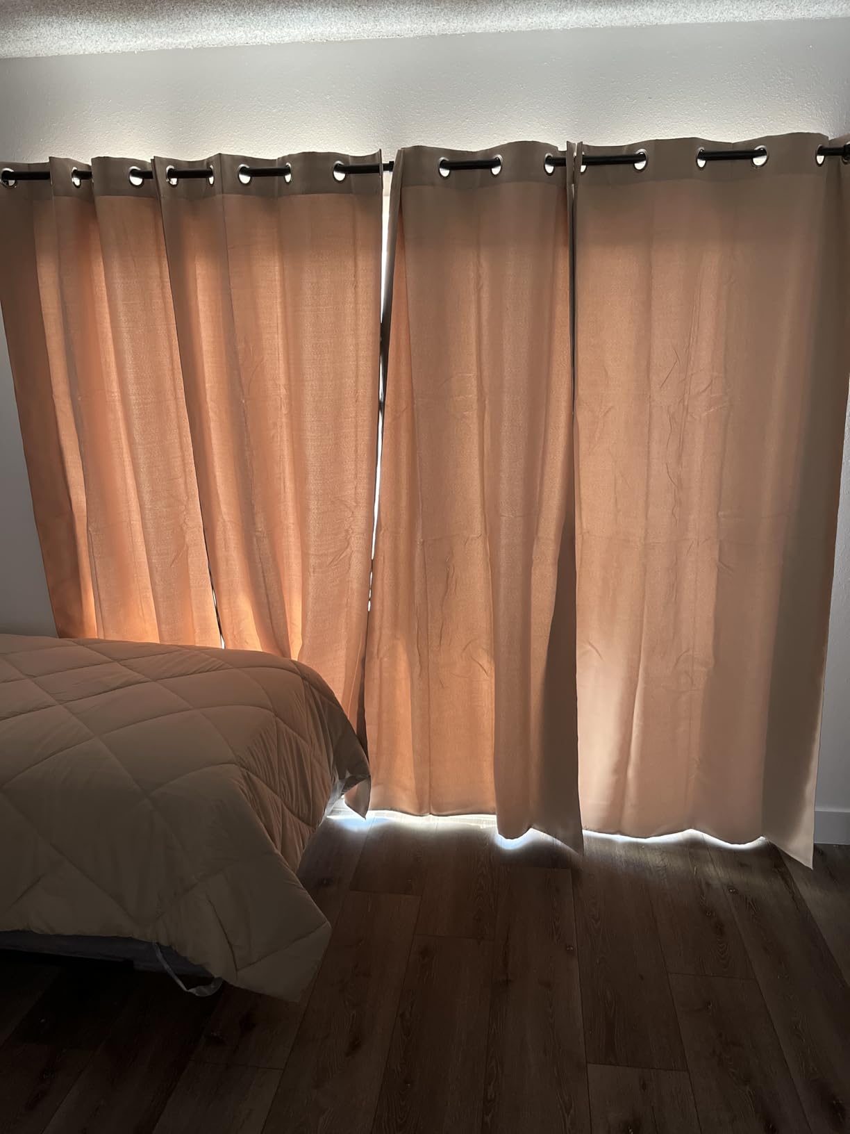 NICETOWN Pitch Black Solid Thermal Insulated Grommet Blackout Curtains for Bedroom Window (2 Panels, 42 inches Wide by 63 inches Long, Black) customer photo 1