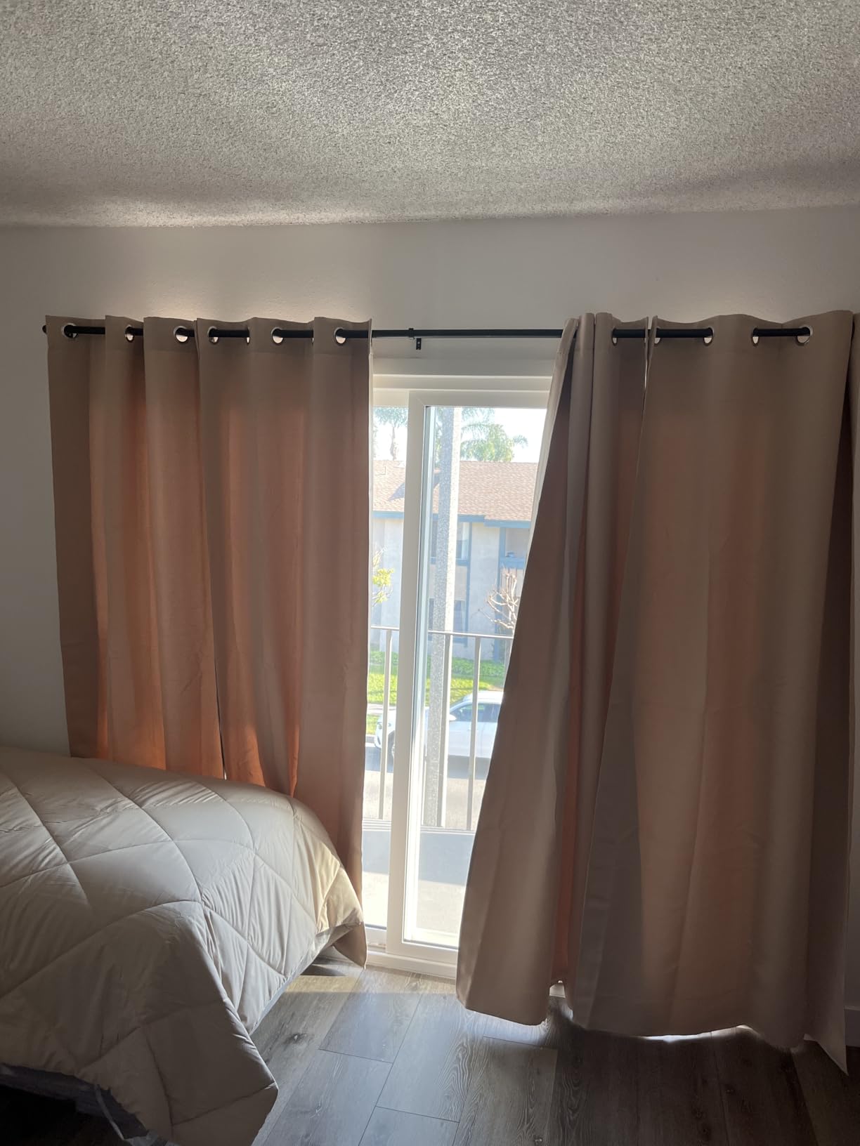NICETOWN Pitch Black Solid Thermal Insulated Grommet Blackout Curtains for Bedroom Window (2 Panels, 42 inches Wide by 63 inches Long, Black) customer photo 2