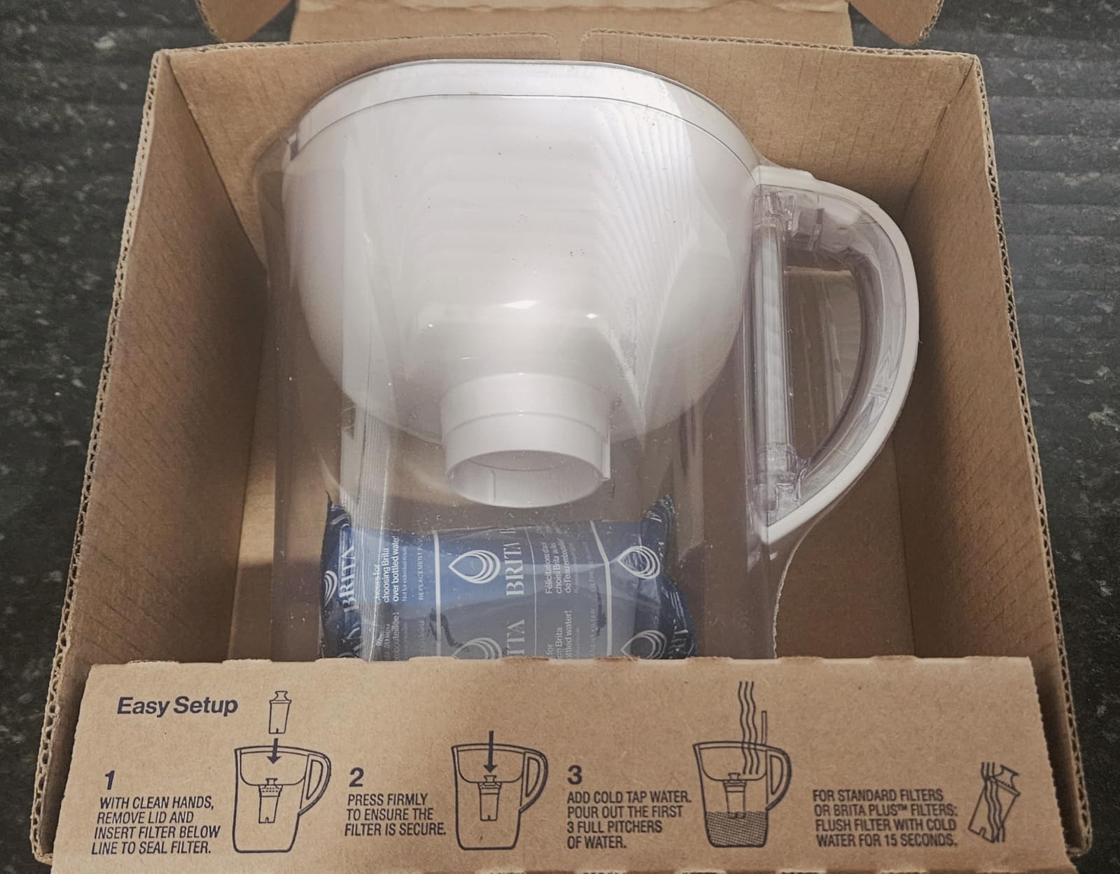 Brita Large Water Filter Pitcher for Tap and Drinking Water, Includes 1 Standard Filter, BPA-Free, Lasts Two Months, 10-Cup Capacity, Bright White customer photo 1