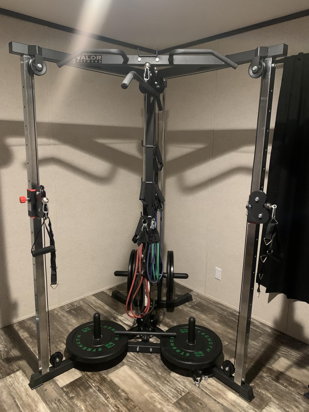 Cable Crossover Machine - 17 Adjustable Positions with Pull Up Bars and Optional Bundle Attachments Max Weight 200 lb. Plate Loaded Pulley System for Home Gym Power Workout customer photo 1