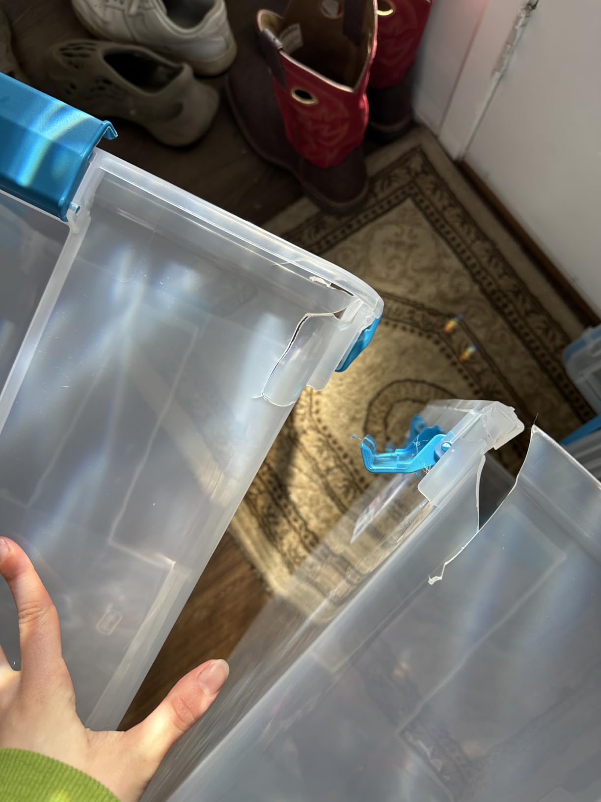 Sterilite 80 Qt Gasket Box, Stackable Storage Bin with Latching Lid and Tight Seal, Plastic Container to Organize Basement, Clear Base and Lid, 1-Pack customer photo 1